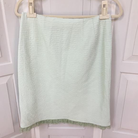 Rickie Freeman Teri John Pastel Green Textured Skirt - Picture 5 of 16